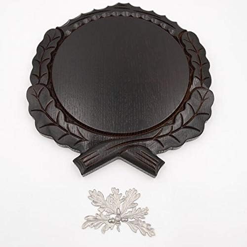 GTK Set Keilerschild geschnitzt dunkel AF 19 cm mit 1 Stück 6-blättrigen Eichenlaub Deckblatt Keiler