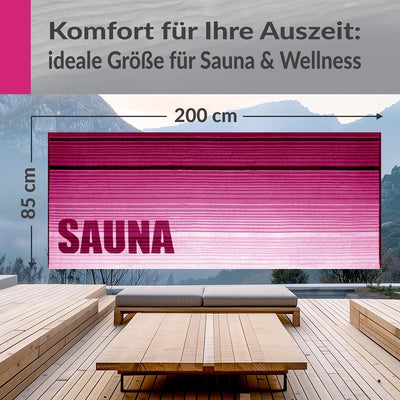 Lashuma Saunatuch Oslo, Streifen Rosa bis Weinrot, Hochwertiges Saunaliegetuch, Riesen Badehandtuch,