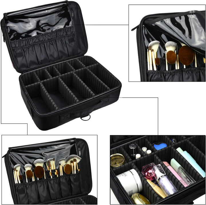 DCCN Train Kosmetikkoffer, professionell, Beauty Case, 3 Schichten, Tasche, Kosmetiktasche, Organize