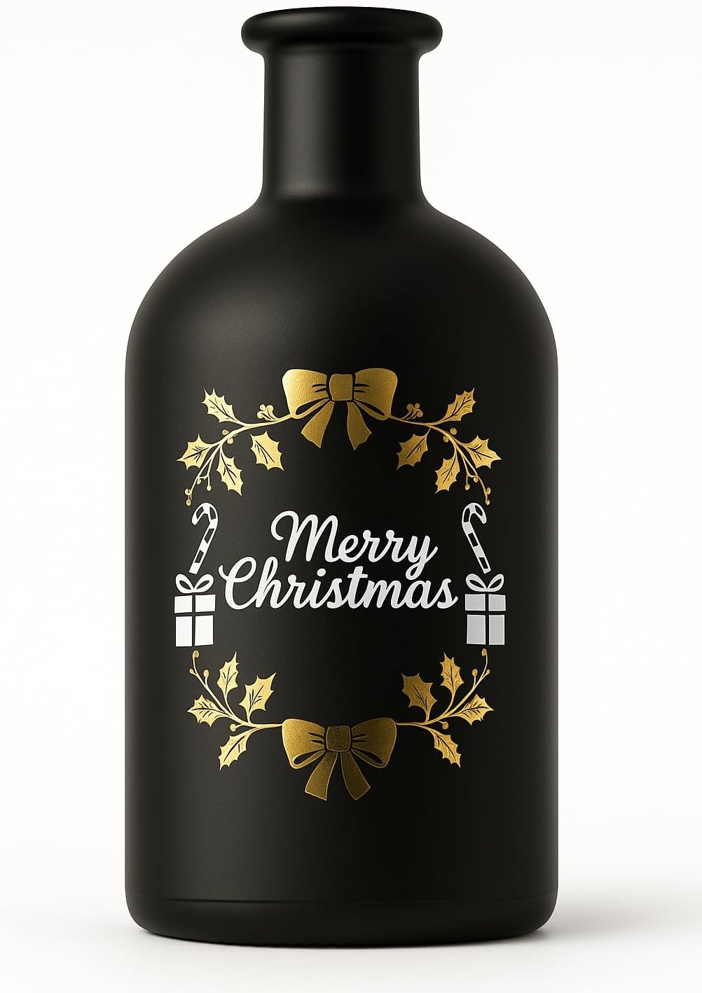 gouveo 6er Set Glasflaschen 250 ml (0,25 l) Weihnachtsflasche 250 ml Korkverschluss mit Holzgriff, s