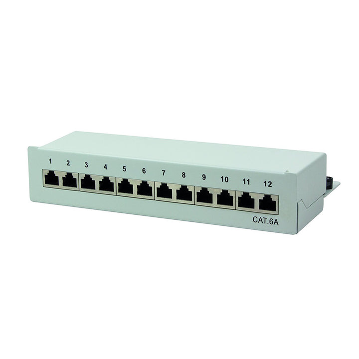 BIGtec 12 Port CAT6a Patchpanel Verteilerfeld Verteiler Patchfeld Desktop Tisch Wandmontage 500Mhz 1