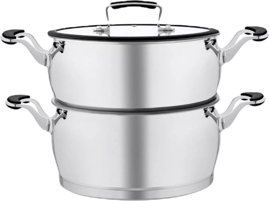 Couscoussier aus Edelstahl, innen aus Stein, 6 l 6 Liter Schwarz / Silber, 6 Liter Schwarz / Silber