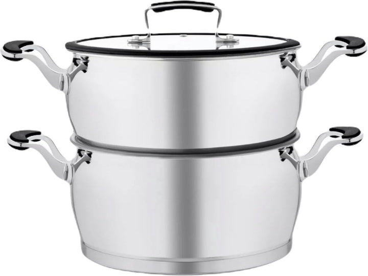 Couscoussier aus Edelstahl, innen aus Stein, 6 l 6 Liter Schwarz / Silber, 6 Liter Schwarz / Silber