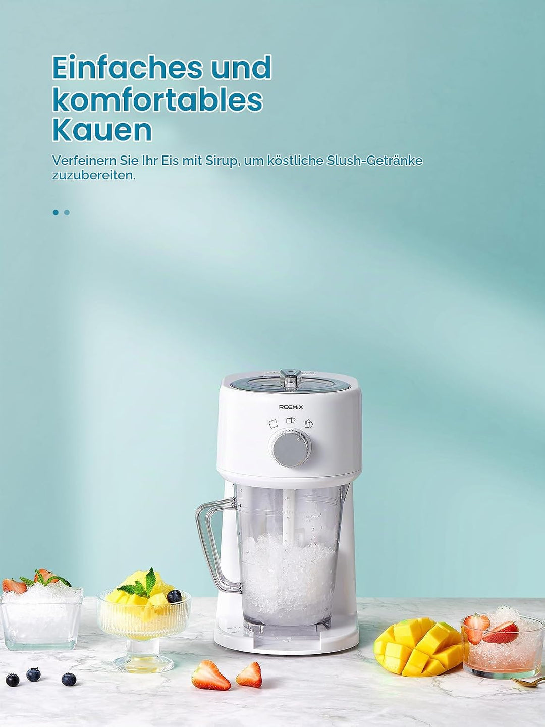 Reemix Slushy Maker Ice Shaver, Slush-Eis-Maschine, 3 Betriebs-Modi für grobes und feines Eis, Edels