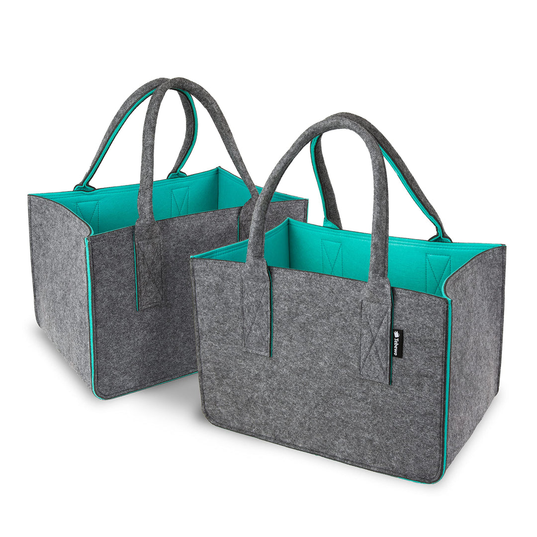 Tebewo 2er-Set Filztasche - praktische Einkaufstasche im Doppelpack - Shopping Bag - Einkaufskorb au