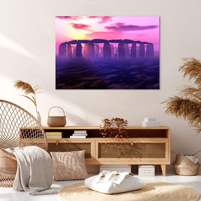 Bilder auf Leinwand 100x70cm Leinwandbild Stonehenge Kreis Geheimnis Geschichte Gross Wanddeko Bild