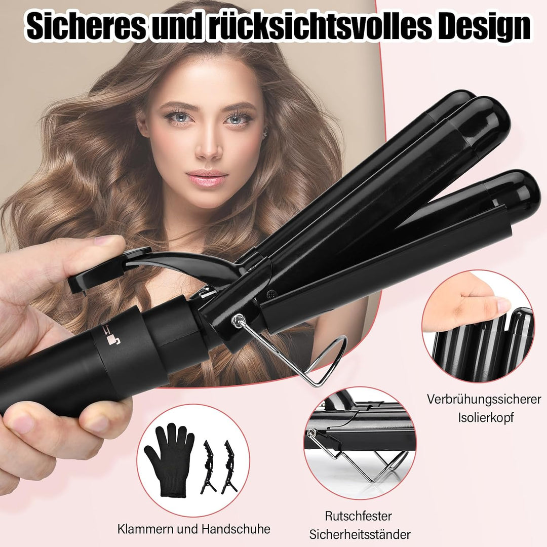 5 in 1 Lockenstab Set mit 5 Aufsätzen, Welleneisen für grosse, mittlere & kleine Locken, Einstellbar