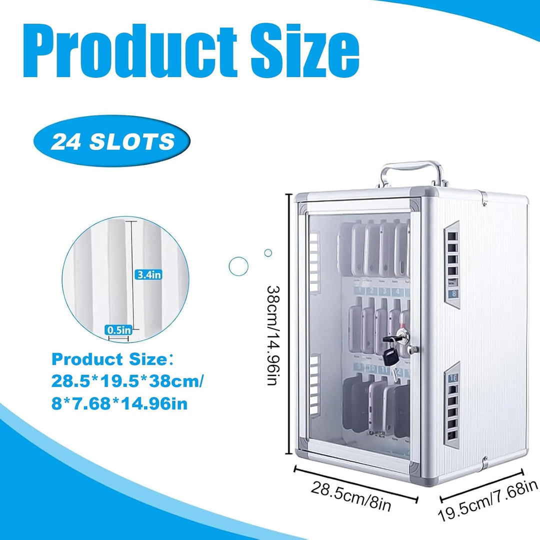 TAZZOR Handygarage mit Schlüssel Schliessfächer Transparente-24 Slots, 285 * 195 * 380mm Handy Aufbe