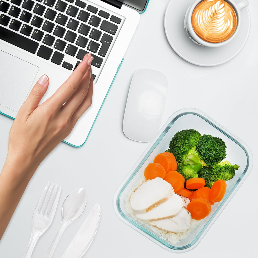 [5er Pack] Frischhaltedosen Glas mit Deckel - Meal Prep Boxen Glas - Glasbehälter Set - Spülmaschine