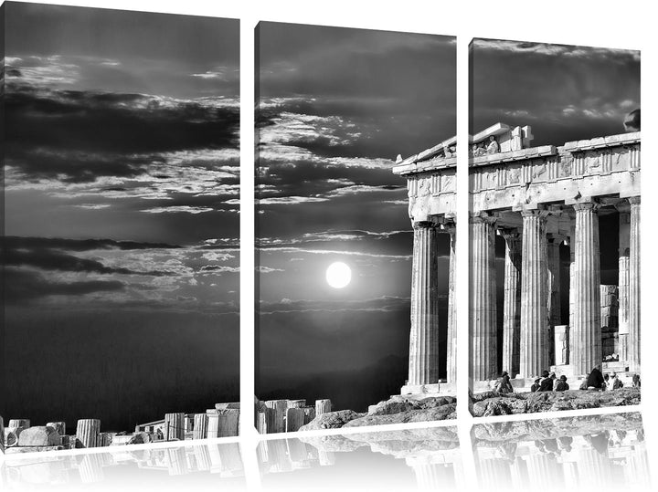 Pixxprint Tempel der Athene als Leinwandbild/Grösse: 3 Teilig (120x80) cm/Wandbild/Kunstdruck/fertig