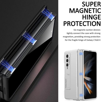 Miimall Kompatibel mit Samsung Galaxy Z Fold 4 Hülle mit Displayschutz Anti-Peeping+Magnetischer Sch