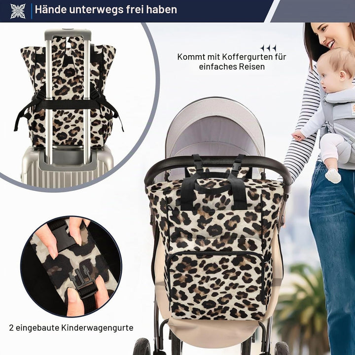 Gelber Leoparden-Tier-Geparden-Muster, Wickeltasche, Rucksack für Damen und Herren, grosser Laptop-R
