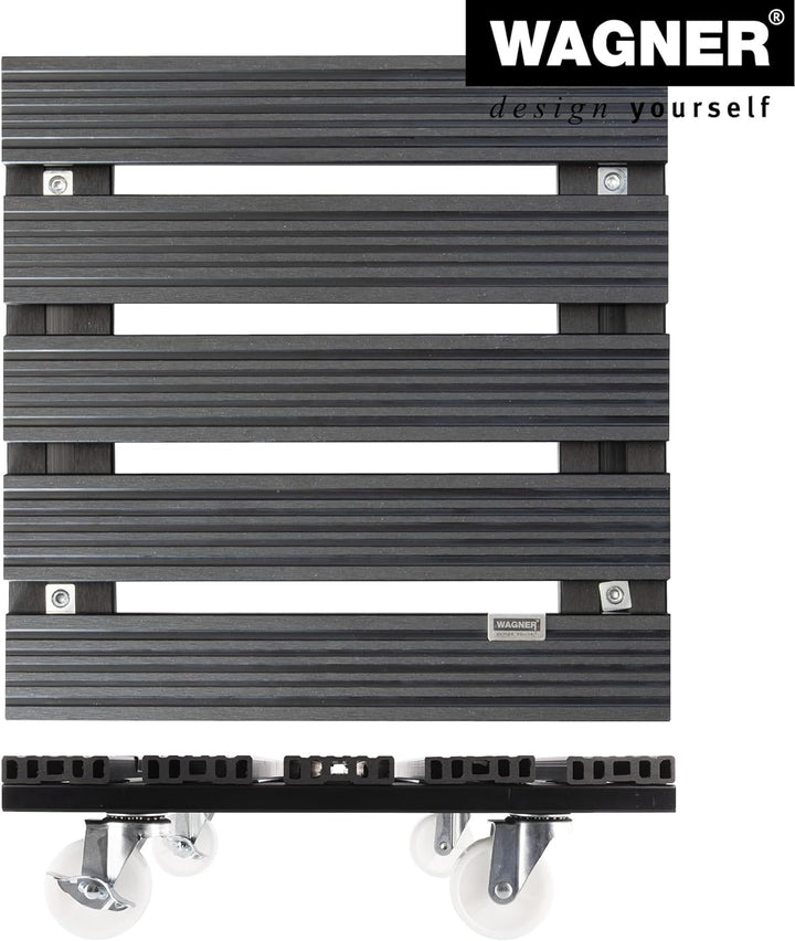 Wagner Pflanzenroller WPC 38,5 x 38,5 x 11 cm I Blumenroller für Aussenbereich + Innenbereich I Kübe