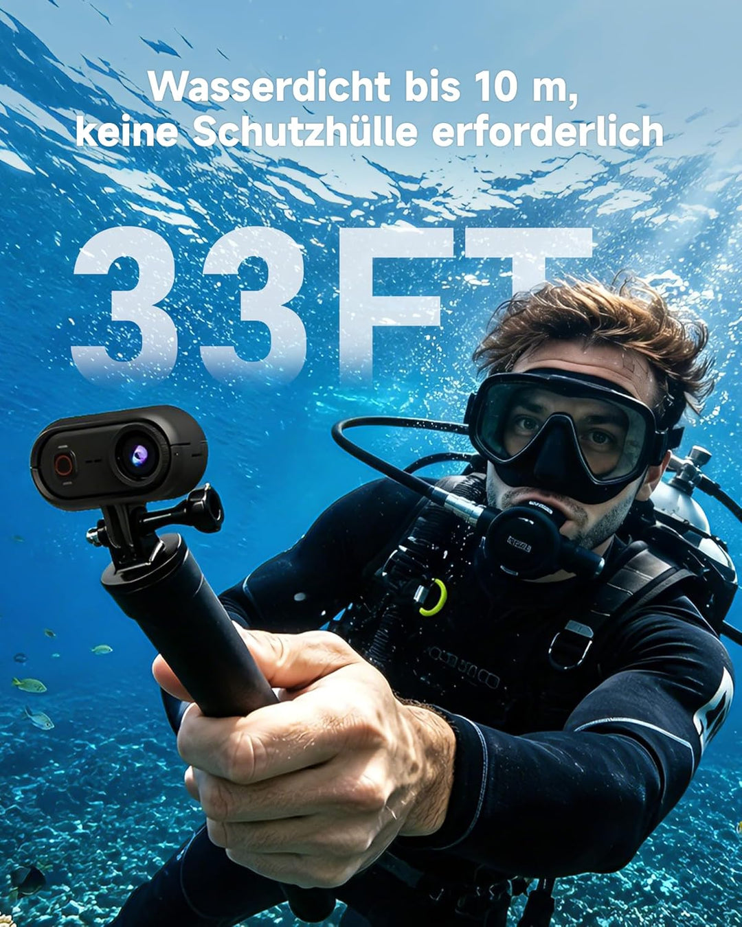 4K Action Cam Körperkamera Bodycam Vlog Kamera, 10M Unterwasserkamera,WiFi Magnetische POV-Aufnahme,