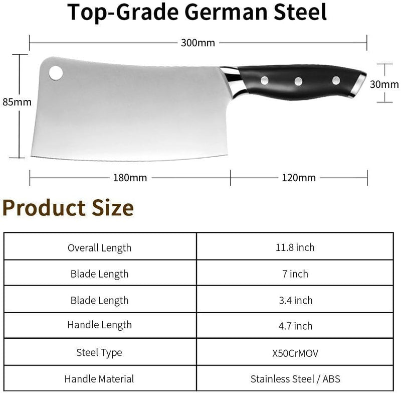 Kohlenstoffreiches Hackmesser mit ergonomischem Griff aus deutschem Edelstahl