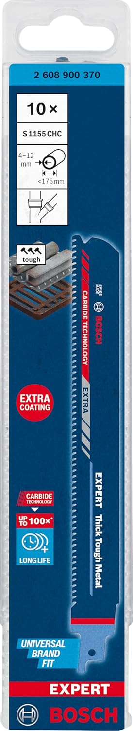Bosch Professional 10x Expert ‘Thick Tough Metal’ S 1155 CHC Säbelsägeblatt (für Zäher Stahl, Gussei