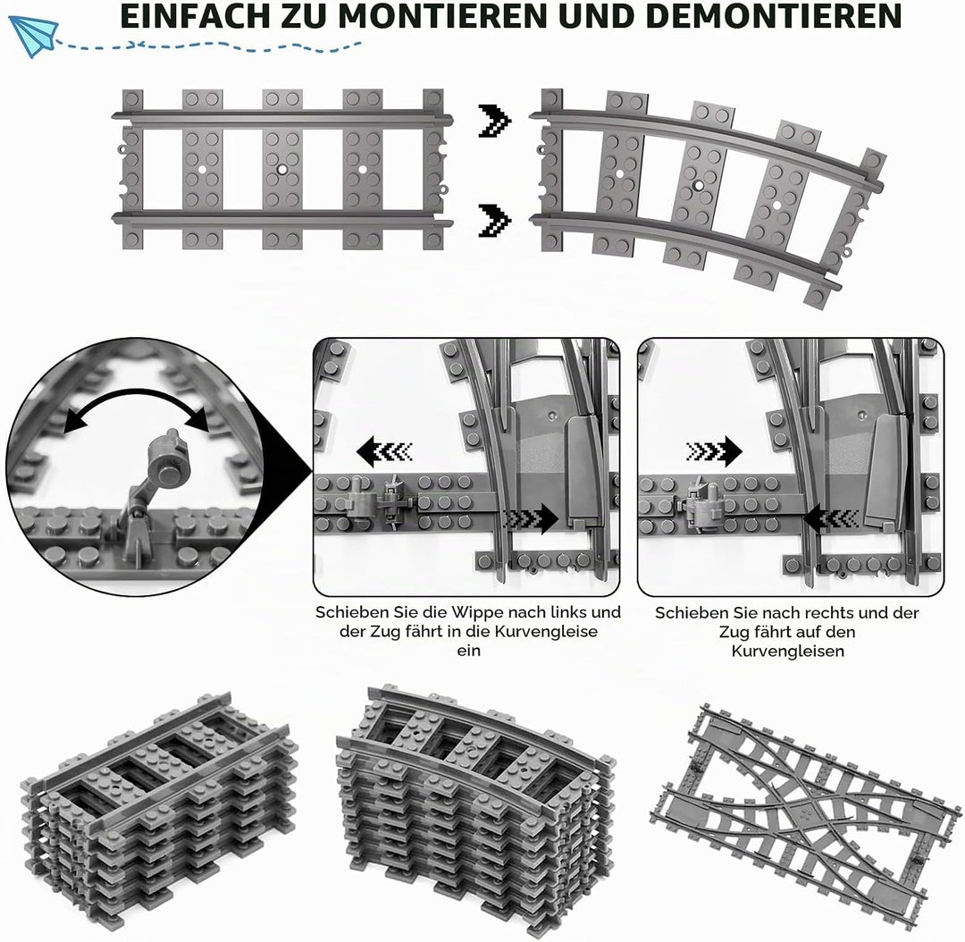 JAOGAUS City Schienen, 41 Stück City Bausteine Schienen, City Schienen Eisenbahn Schienen Set für Ba