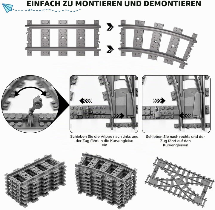 JAOGAUS City Schienen, 41 Stück City Bausteine Schienen, City Schienen Eisenbahn Schienen Set für Ba