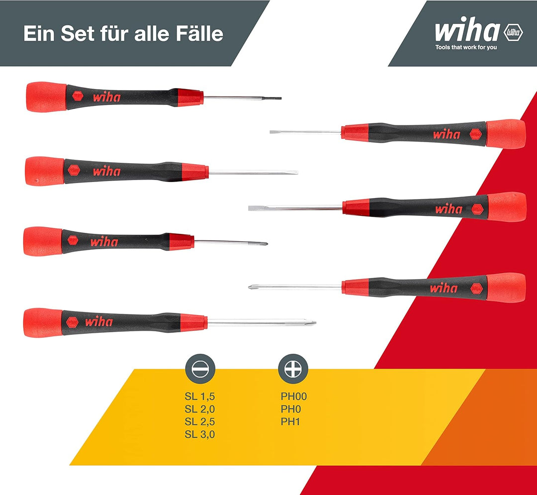 Feinschraubendreher Set PicoFinish® Schlitz, Phillips 7-tlg. I Präzision im Kopf I Reparaturset für