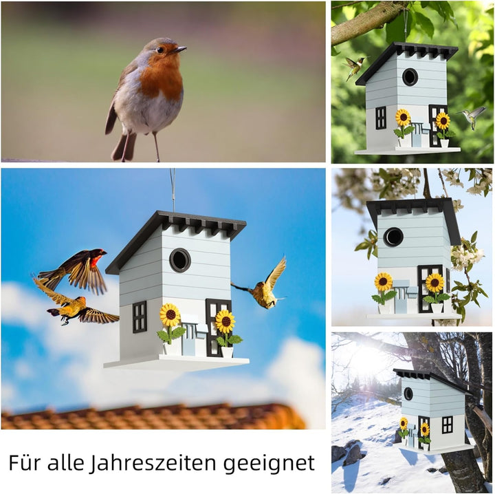 Deko Vogelhaus zum Aufhängen - Nistkasten im Landhausstil für kleine Vögel, dekoratives Vogelhäusche