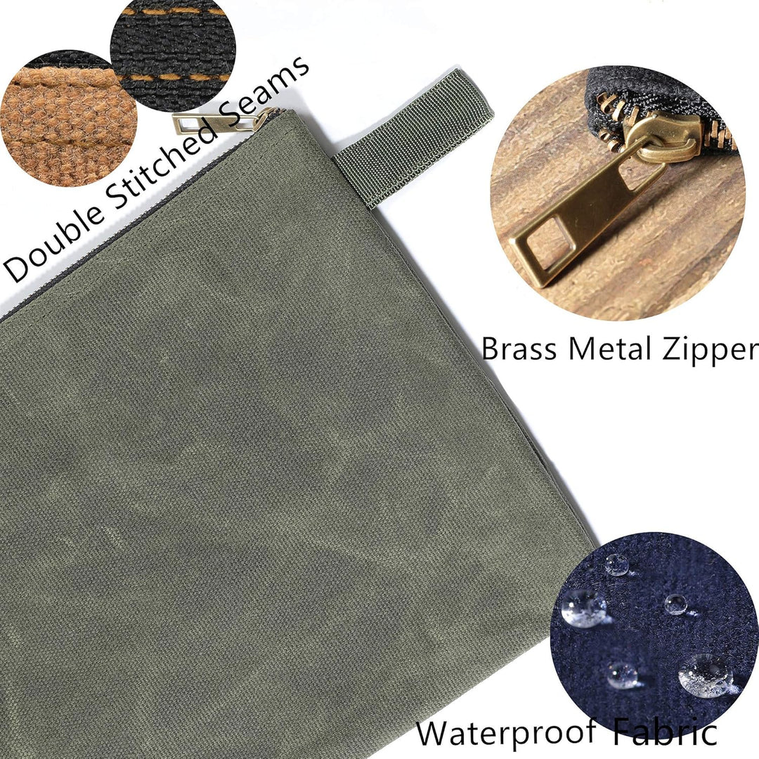 1 Set wasserdichter Werkzeugbeutel aus strapazierfähigem gewachstem Segeltuch, Werkzeugtasche 12.5X8