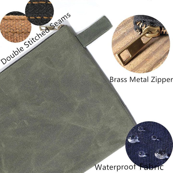 1 Set wasserdichter Werkzeugbeutel aus strapazierfähigem gewachstem Segeltuch, Werkzeugtasche 12.5X8