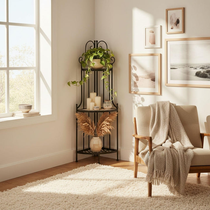 Kleines Eckregal stehend 115cm Pflanzenständer Outdoor Pflanzenregal Balkon Blumenregal Indoor Blume