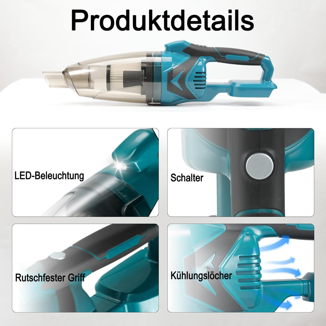 Akku-Staubsauger für Makita 18V Akkus,10000Pa Kabelloser Handstaubsauger Blau, Blau
