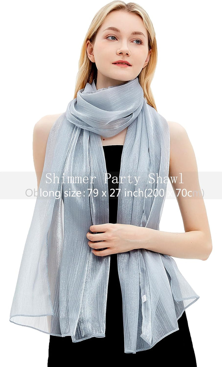 Gragengs Damen Schals und Wraps für Abendkleider Leichte Sheer Crepe Tücher Shimmer Hochzeit Party S
