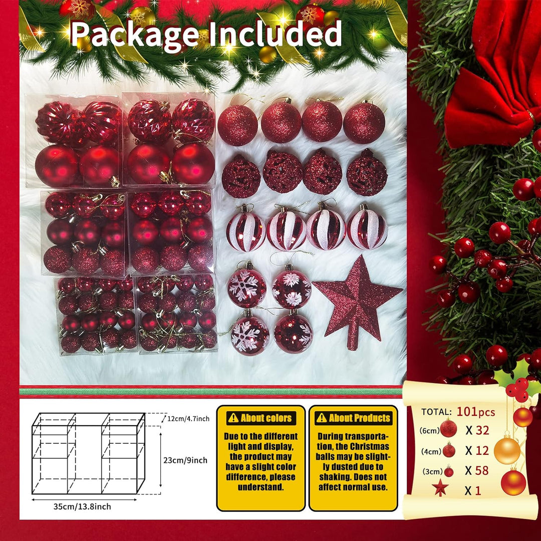 Cendray 100 Stück Weihnachtskugeln mit Stern, Weihnachtsbaumschmuck, bruchsichere Weihnachtskugeln m