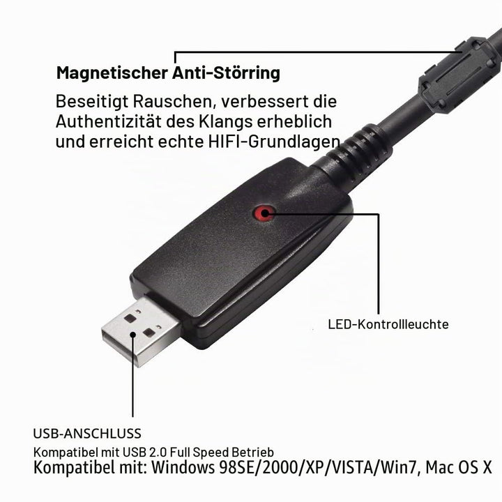 SiYear USB 2.0-Schnittstelle Stecker auf 6,35 mm (1/4 Zoll) TS-Mono-E-Gitarren-Konverterkabel, Studi