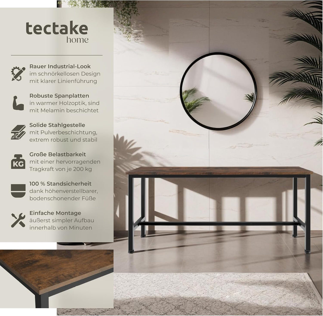 tectake Sitzbänke für Esszimmertisch, 2er Set Holz Küchenbank, 108 x 32,5 x 50,5 cm, Industrie-Desig
