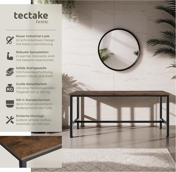 tectake Sitzbänke für Esszimmertisch, 2er Set Holz Küchenbank, 108 x 32,5 x 50,5 cm, Industrie-Desig