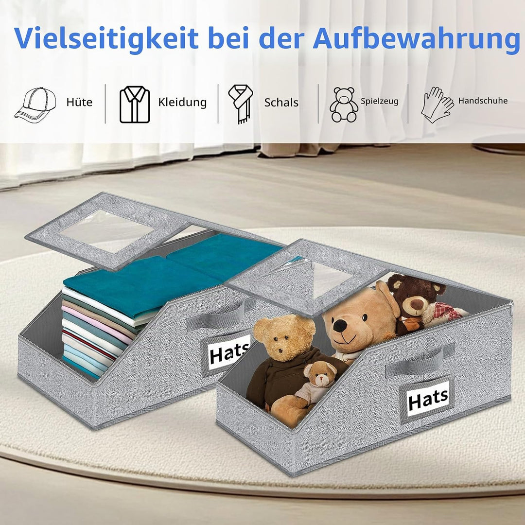 Hut-Organizer für Baseballkappen, stapelbare Aufbewahrung mit transparentem Deckel, Schublade und Kl