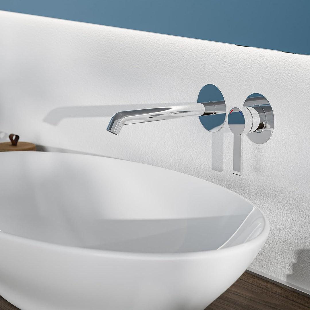 Schütte Los Angeles Waschtischarmatur für Wandmontage, Eleganter Wasserhahn fürs Badezimmer, Mischba
