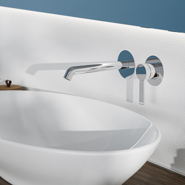 Schütte Los Angeles Waschtischarmatur für Wandmontage, Eleganter Wasserhahn fürs Badezimmer, Mischba