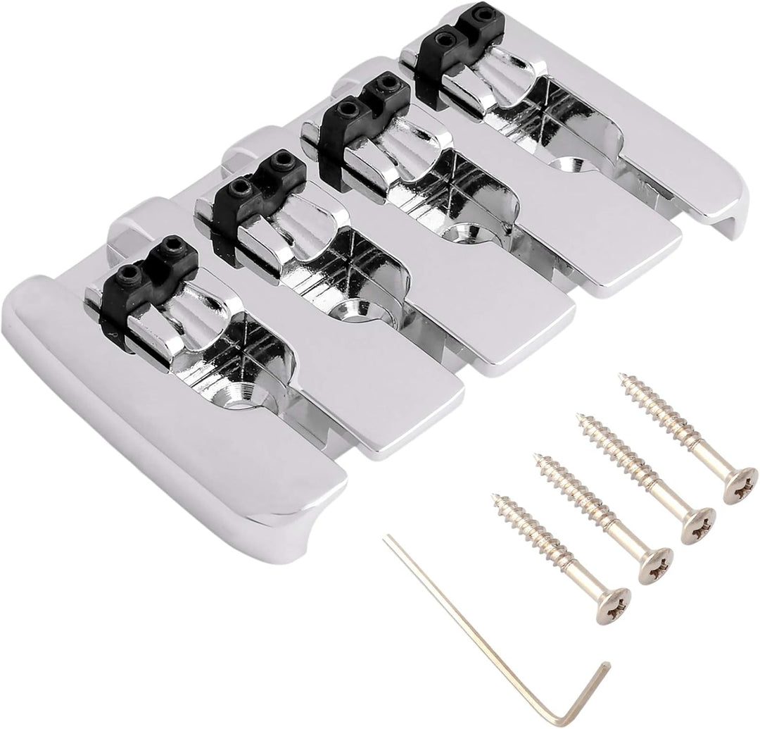 Rubatone 4-saitiger Bass-Steg, A-Stil, Top-Load-Saitenhalter mit Zink-Sättel für E-Jazz Bass P Bass