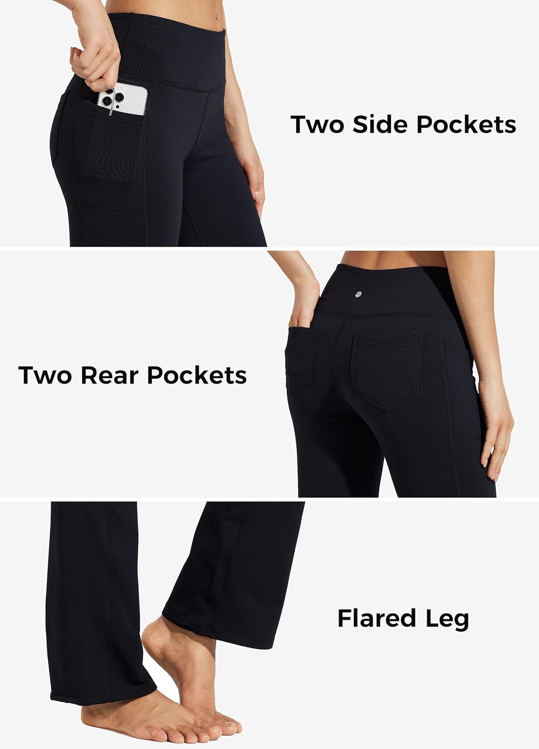 WILLIT Damen Thermo Flare Leggings Winter Fleece gefütterte Yogahose Warm Sportleggins Laufhose Boot