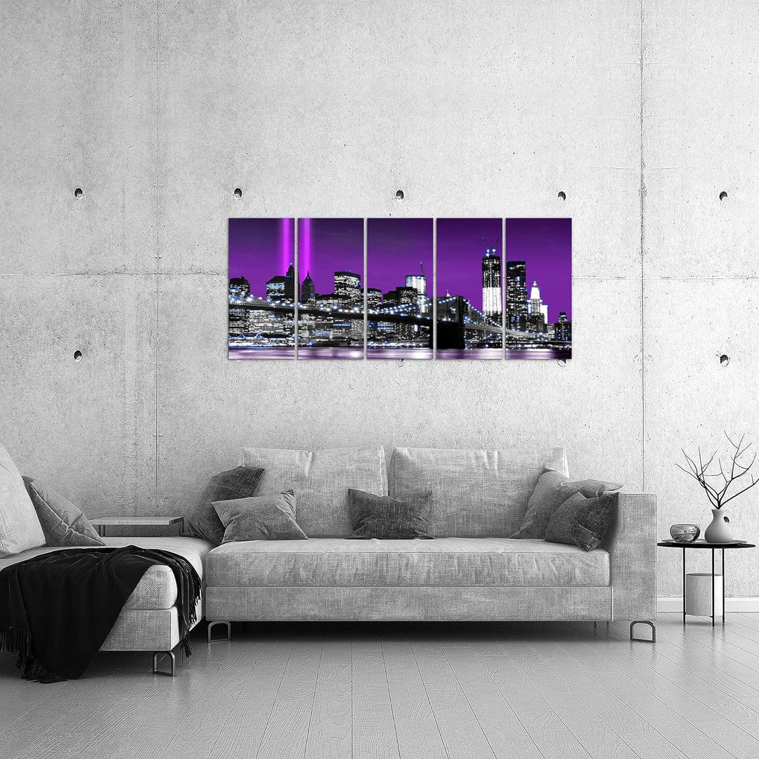 Runa Art Bild New York City Wandbilder auf Vlies Leinwand 5 Teilig Wanddekoration Wohnzimmer Büro 00