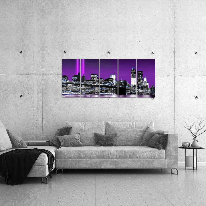 Runa Art Bild New York City Wandbilder auf Vlies Leinwand 5 Teilig Wanddekoration Wohnzimmer Büro 00