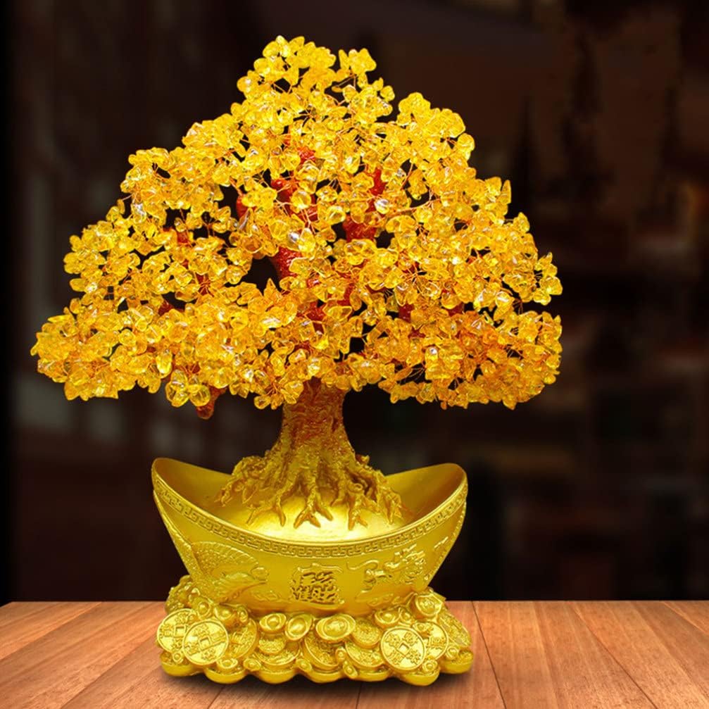 BESPORTBLE Chinesische Geldbaum Bonsai Glücksbaum Deko Feng Shui Baum Kristallbaum Chinesische Neuja