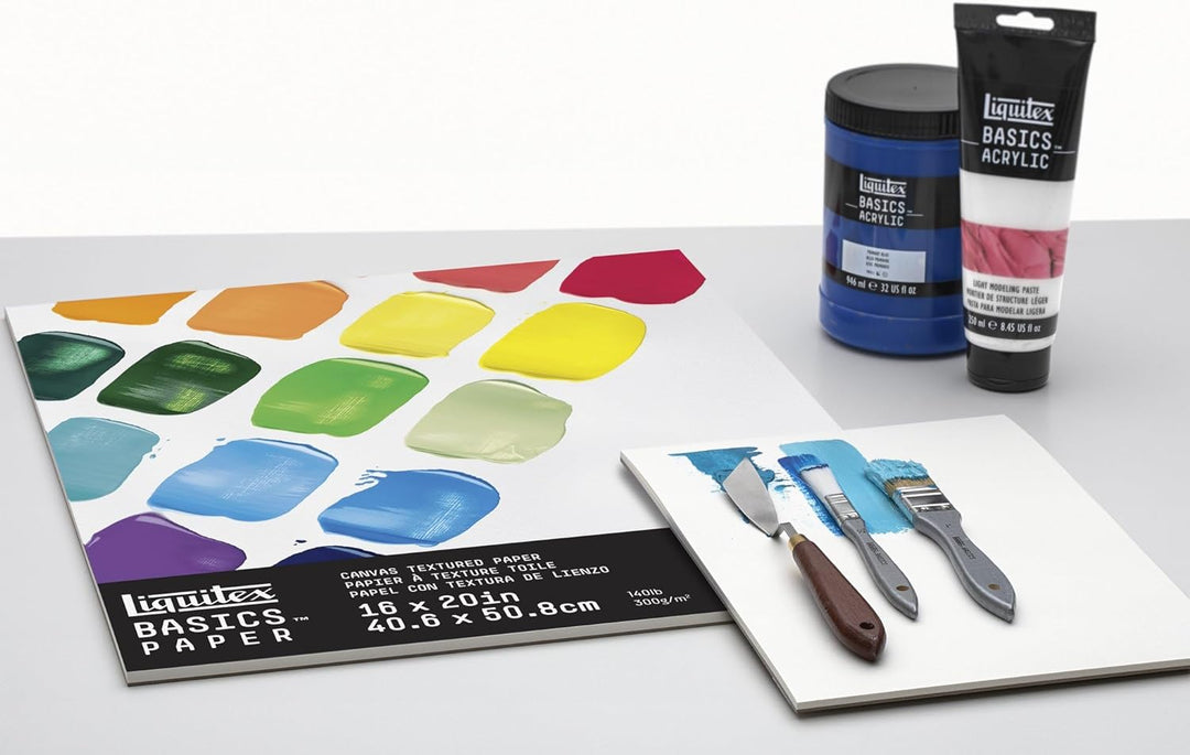 Liquitex 4602006 Basics Acrylpapier - Malblock für Acrylfarben, 12 Blatt weiss, 300 g/m² schweres Ma