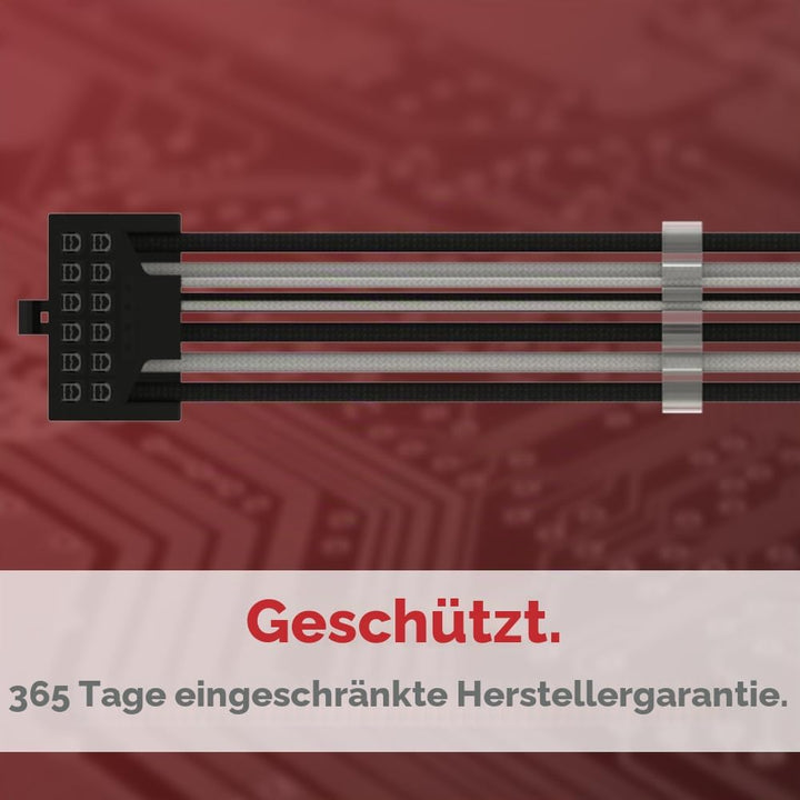 LINKUP - AVA PCIE 5.0 16Pin (12+4) mit Linkswinkel zu 3x8Pin | 16AWG Umhüllt | Kompatibel mit RTX40