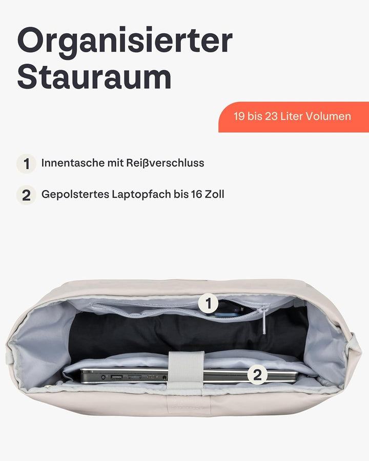 Johnny Urban Rolltop Rucksack Damen &amp; Herren Gross Grau - Allen Large - Laptop Backpack für Uni, Bus
