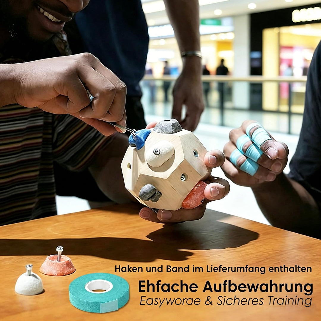 Handgefertigter Kletterblock aus Massivholz, Fingertrainer für Griffkraft mit Individuellen Routen,