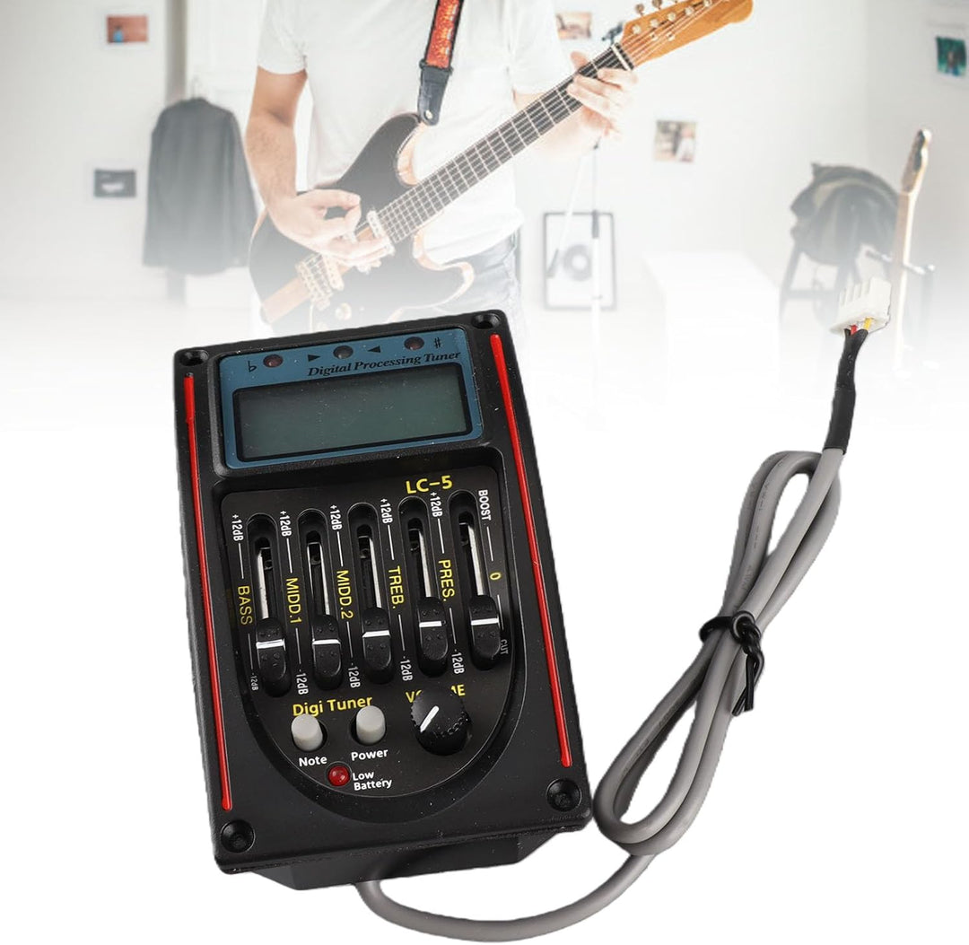 LCD 5-Band-Akustikgitarren-Vorverstärker-EQ LC-5 Equalizer-Tuner Piezo-Pickup-Equalizer-Pickup-Tuner