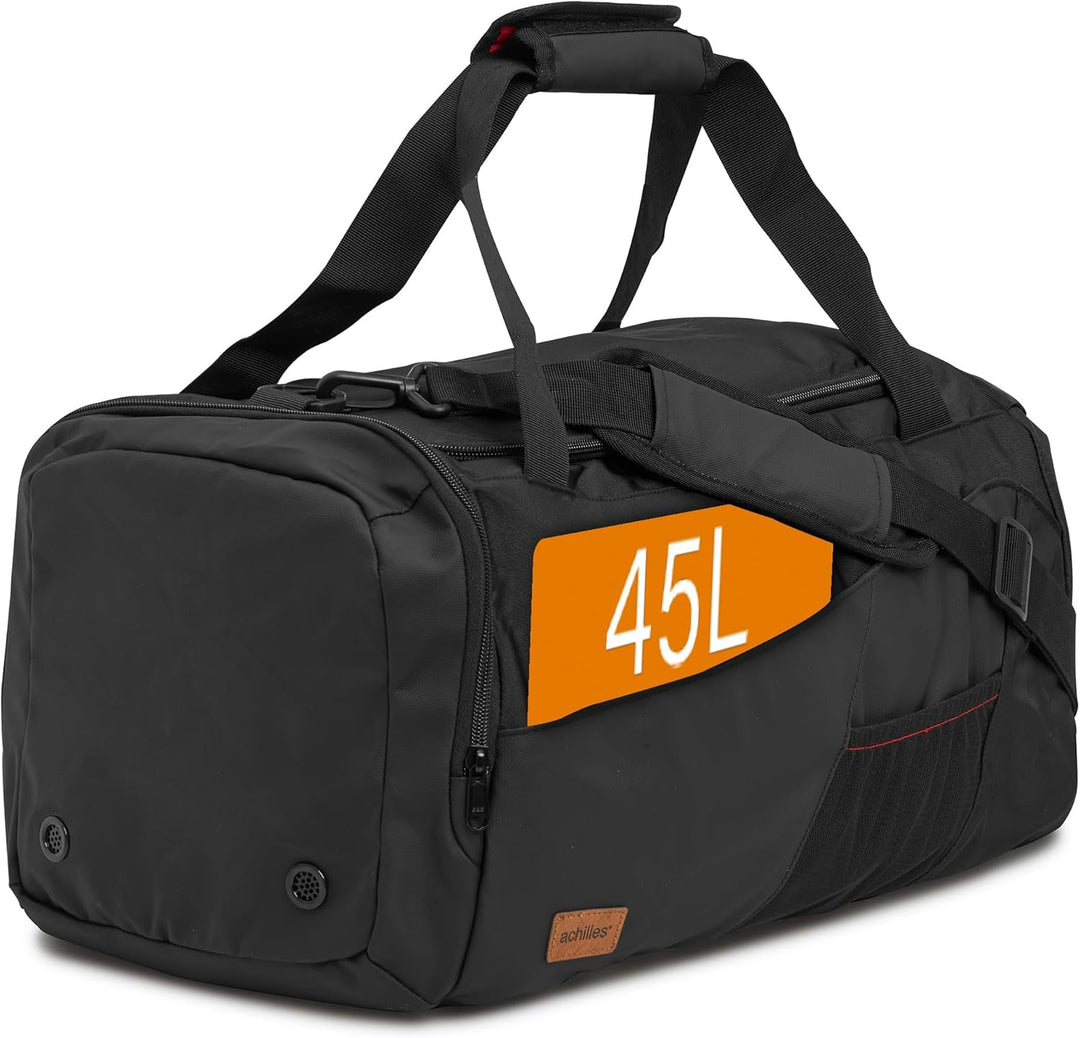 achilles Sporttasche mit Schuhfach, Fitness-Tasche, Trainingstasche, Gym-Bag, Reisetasche, Schwarz,