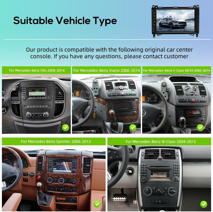 CAMECHO [DSP Audio] 8 Core 4+64G Android 13 Autoradio für Mercedes Benz Sprinter W639 W906 AB Klasse