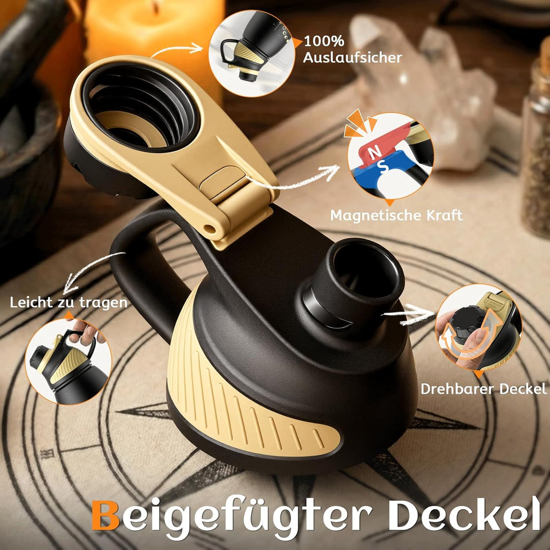 Fjbottle Trinkflasche Edelstahl Sport mit Magnetischem Deckel 1000ml, BPA-Frei Auslaufsichere Flasch