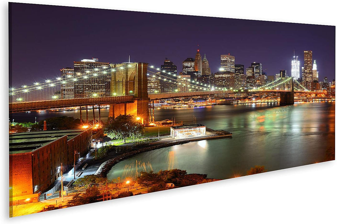 islandburner Bild auf Leinwand Blick Auf Das Stadtzentrum Von New York City Und Die Brooklyn Bridge